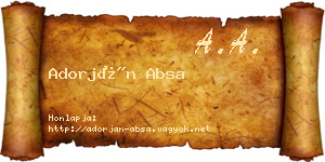 Adorján Absa névjegykártya